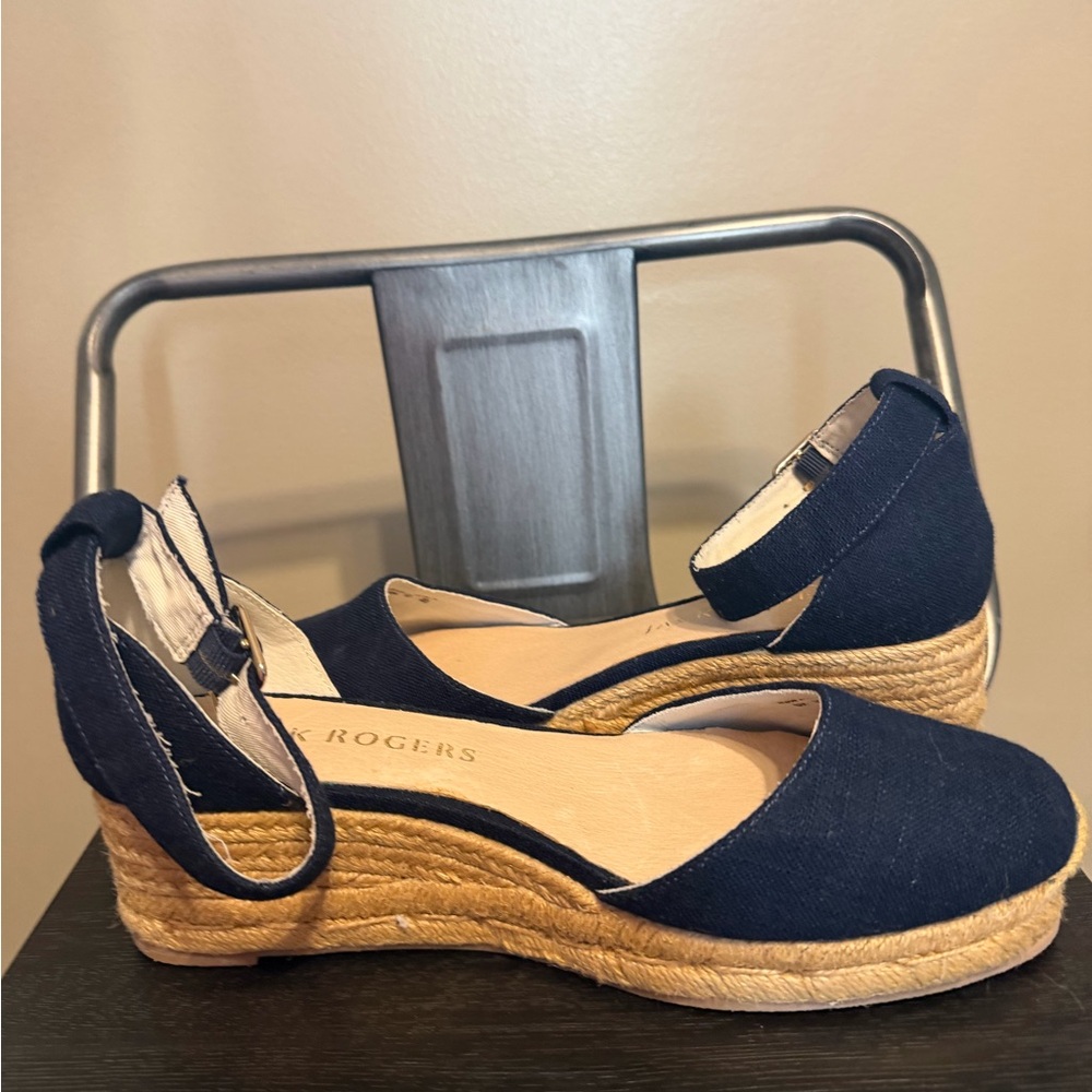 Jack Rogers Dark Blue Espadrille Wedges Sz 8 - Picture 8 of 12